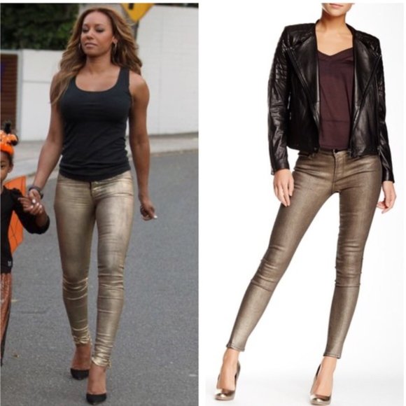 New J. BRAND Mid Rise Super Skinny Gold Jeans Coated Slimming Bronze - Picture 3 of 15